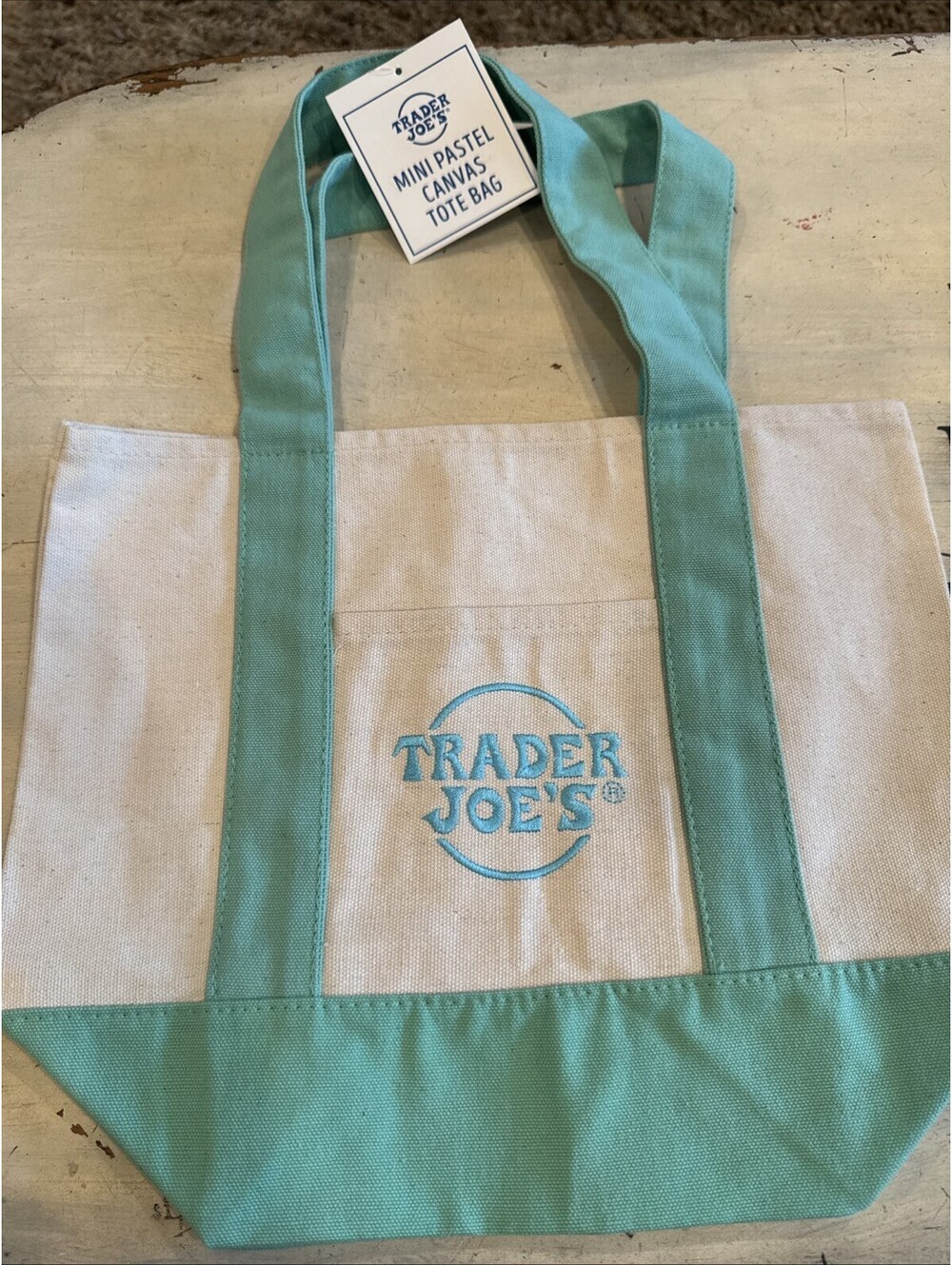 Trader Joe's Mini Canvas Tote Bag Spring 2026 Green NWT